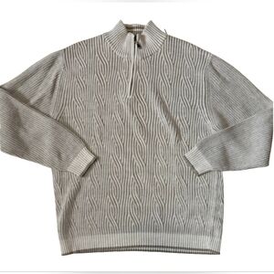 Tommy Bahama Patterned Cotton Quarter Zip Knit Pullover Sweater Size XXL